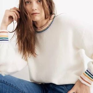 Madewell Rainbow Trim Balloon-Sleeve Sweater, sz. M